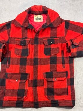 Vintage 60’s 70’s Woolrich Buffalo Plaid Wool Hunting Jacket Cruiser USA Wool L.
